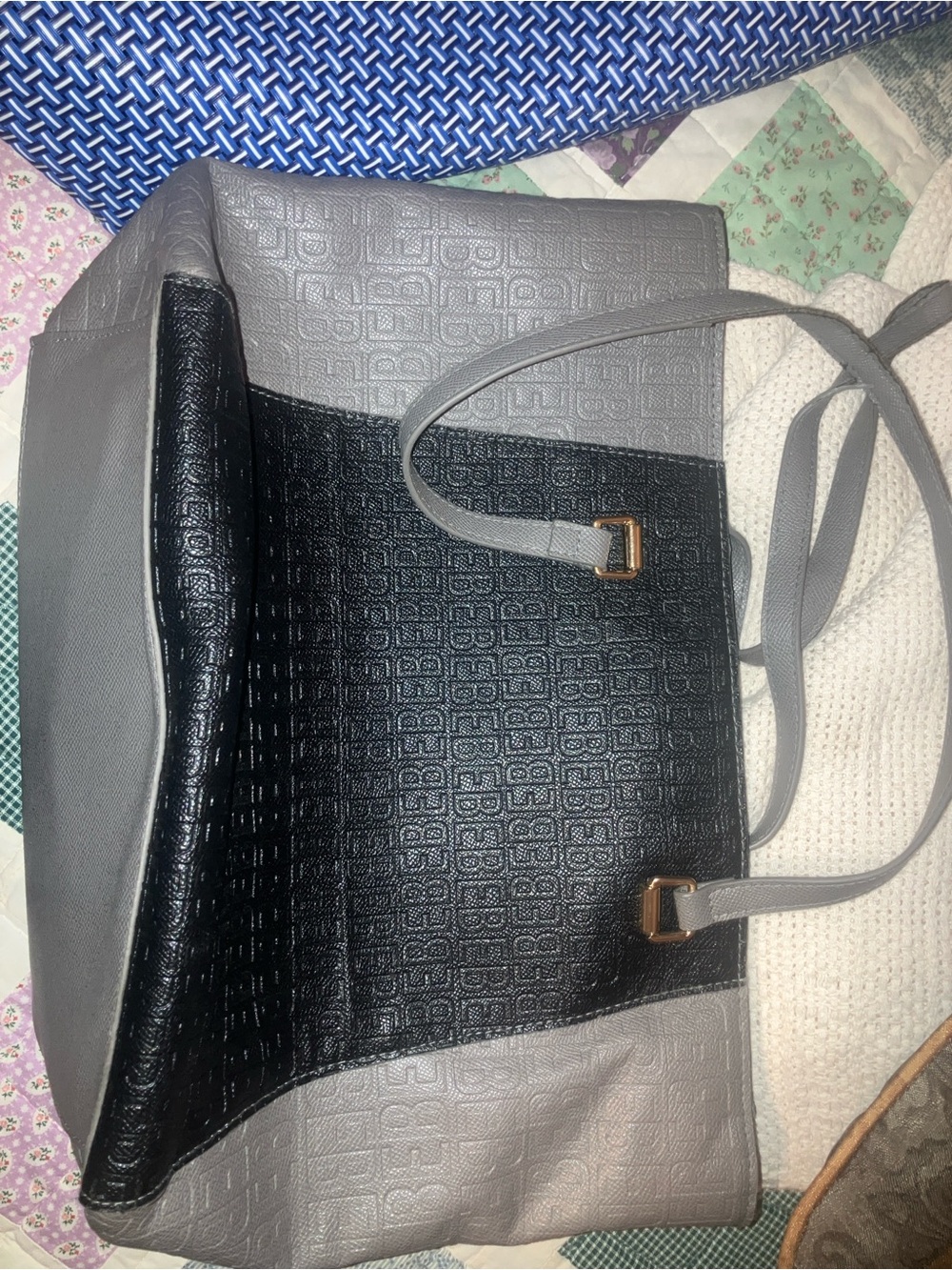 Bebe black & gray tote , vegan ,11”x15x5